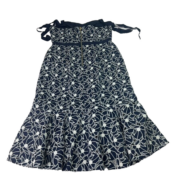 J.CREW Dress Women's Plus Size 16 Navy White Eyelet Midi Flounce Hem Overlay - Picture 3 of 12